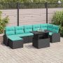 Sodo Sofų Rinkinys su pagalve 8 pcs Juoda Poli ratanas