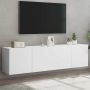 Prie sienos montuojamos TV spintelės, 2vnt., baltos, 80x30x41cm