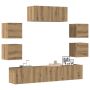 7 dalių sieninis televizoriaus spintelės komplektas Artisan Oak