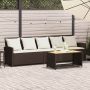 Sodo sofa, 5 vietų, su pagalvėlėmis, ruda, poliratanas