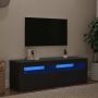 Televizoriaus spintelė su LED apšvietimu, juoda, 120x35x40cm