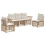 Lauko sofos komplektas 5 pcs Natūralus ir grietinėlės baltas
