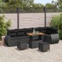 Sodo Sofų Rinkinys su pagalve 9 pcs Juoda Poli ratanas