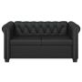 Chesterfield dvivietė sofa, dirbtinė oda, juoda