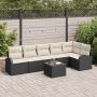 Sodo Sofų Rinkinys su pagalve 7 pcs Juoda Poli ratanas