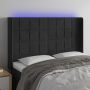 Galvūgalis su LED, juodos spalvos, 147x16x118/128cm, aksomas