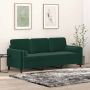Trivietė sofa su pagalvėlėmis, tamsiai žalia, 180cm, aksomas