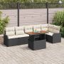 Sodo Sofų Rinkinys su pagalve 7 pcs Juoda ir kreminė