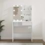 Kosmetinis staliukas su LED, baltas, 74,5x40x141cm, blizgus