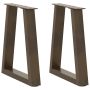 Kavos staliuko kojelės, V formos, 2 vnt., natūralus plienas, 38x(42-43,3) cm, plienas