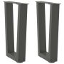 Kavos staliuko kojelės, V formos, 2 vnt., antracito spalvos, 38x(42-43,3) cm, plienas