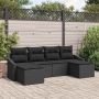 Sofos komplektas su pagalve 6 pcs Juoda poliratanas