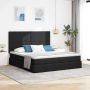 Lova su LED juostelių žibintais Juoda 180 x 200 cm audinys