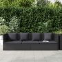 Sodo sofa su pagalvėlėmis ir pagalvėmis, juoda, poliratanas