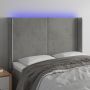 Galvūgalis su LED, šviesiai pilkas, 147x16x118/128cm, aksomas