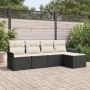 Lauko sofa su pagalve 5 pcs Juoda poliratanas