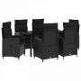 Sofa Stalo Rinkinys su pagalve su pagalve 7 pcs Juoda
