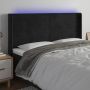 Galvūgalis su LED, juodos spalvos, 163x16x118/128cm, aksomas