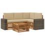 Lauko sofos komplektas 5 pcs Natūralus ir bežinis
