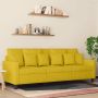 Trivietė sofa, geltonos spalvos, 180cm, aksomas
