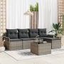 Lauko sofa su pagalve 6 pcs Pilka poliratanas
