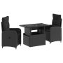 Lauko valgomojo komplektas su pagalve 3 pcs Juoda poliratanas