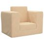 Vaikiška sofa-lova, kreminės spalvos, minkštas pliušas