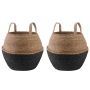 Vazonas su rankenomis 2 pcs Juoda Ø 32 x 32 cm 100% Jūros žolė