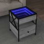 Kavos staliukas su Infinity LED lemputėmis, pilkas, 40x40x51cm