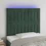 Galvūgalis su LED, tamsiai žalias, 80x5x118/128cm, aksomas