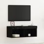 TV spintelių komplektas su LED Juodas ąžuolas 80 x 30 x 30 cm