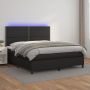 Lova su spyruoklėmis/čiužiniu/LED, juoda 180x200cm dirbtinė oda