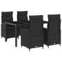 Lauko valgomojo komplektas 5 pcs Juoda 150 x 90 x 75 cm