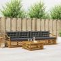 Lauko sofos komplektas su pagalve 5 pcs Natūralus ir antracitas