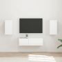 TV sieninio kabineto komplektas 4 pcs Aukštai blizganti balta