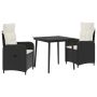 Sofa Stalo Rinkinys su pagalve 3 pcs Juoda ir kreminė balta