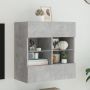 Sieninė TV spintelė su LED lemputėmis, betono, 58,5x30x60,5cm