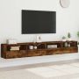 Sieninės TV spintelės, 2vnt., dūminės, 100x30x30cm, mediena