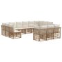 Lauko sofos komplektas 13 pcs Natūralus ir grietinėlės baltas
