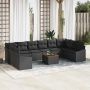 Sodo Sofų Rinkinys su pagalve 11 pcs Juoda poliratanas