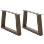 Kavos staliuko kojelės, V formos, 2 vnt., natūralus plienas, 60x(30-31,3) cm, plienas