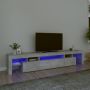 TV spintelė su LED apšvietimu, betono pilka, 215x36,5x40cm