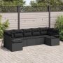 Sofos komplektas su pagalve 7 pcs Juoda poliratanas