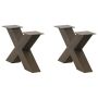 Kavos staliuko kojelės, X formos, 2 vnt., natūralus plienas, 50x(30-31) cm, plienas