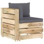 Modulinė kampinė sofa su pagalvėmis, žaliai impregnuota mediena