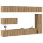 7 dalių sieninis televizoriaus spintelės komplektas Artisan Oak