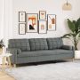 Trivietė sofa su pagalvėlėmis, tamsiai pilka, 210cm, audinys