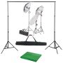 Fotostudijos komplektas su apšvietimo rinkiniu ir fonu