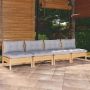 Keturvietė sodo sofa su pilkomis pagalvėlėmis, pušies masyvas