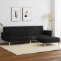 Dvivietė sofa-lova su pakoja, juodos spalvos, audinys